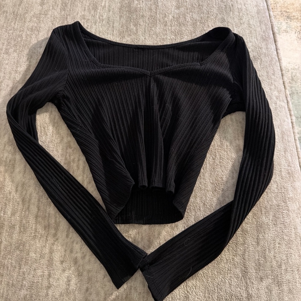 Elegant Black Ribbed Women's Top